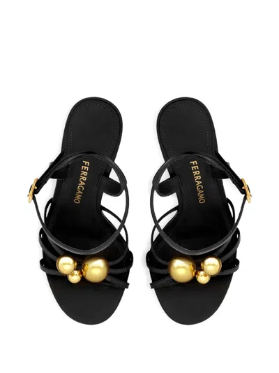 Ferragamo Karina Strappy Spheres Ankle-strap Sandals In Black