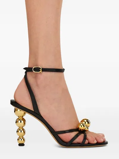 Ferragamo Karina Strappy Spheres Ankle-strap Sandals In Black