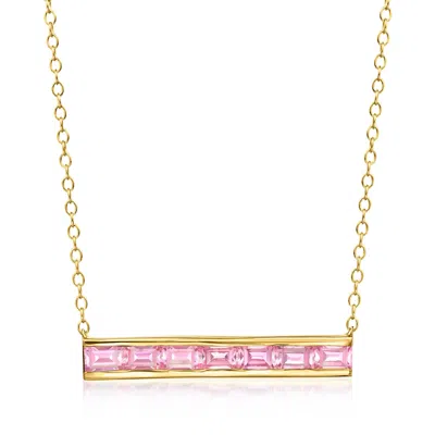 Rs Pure By Ross-simons Lab-grown Pink Sapphire Bar Necklace In 18kt Gold Vermeil