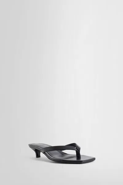 Totême Toteme Black Thong Sandal With Heel In Leather Women In Black
