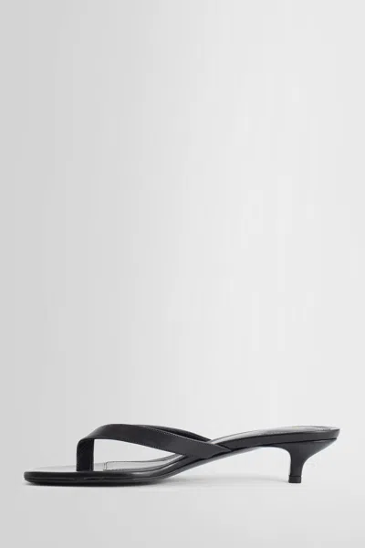 Totême Toteme Black Thong Sandal With Heel In Leather Women In Black