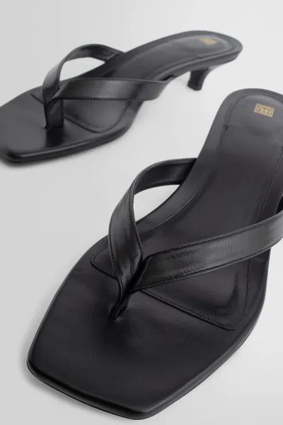 Totême Toteme Black Thong Sandal With Heel In Leather Women In Black