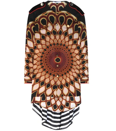 Givenchy Optical Peacock-print Georgette Blouse In Multicolor