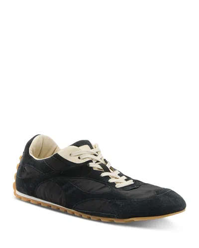 Bottega Veneta Black Suede And Nylon Orbit Flash Sneakers In Blue