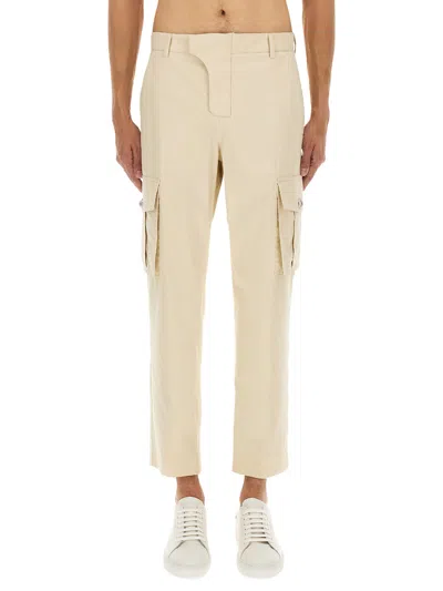 Balmain Cargo Cotton Pants Pockets In Neutral