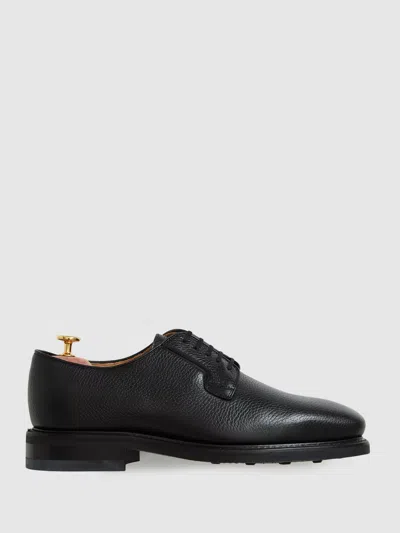 Oscar Jacobson Grained Leather Lace Up Shoes In Black