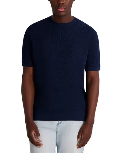 Karl Lagerfeld Waffle Knit Textured Tee In Black