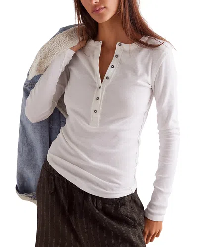 Free People Jamie Henley Ribbed Stretch-cotton Top In White