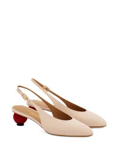 Ferragamo Tessie 40 Spherical Heel Leather Slingback Pumps In Pink