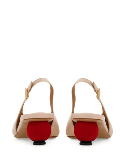 Ferragamo Tessie 40 Spherical Heel Leather Slingback Pumps In Pink