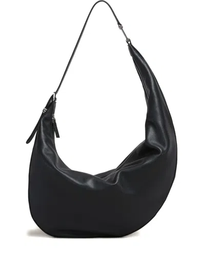 Marni Dot Medium Hobo Bag In Black Leather In Black