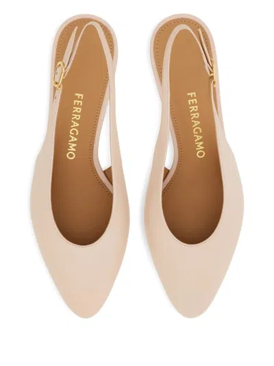 Ferragamo Tessie 40 Spherical Heel Leather Slingback Pumps In Pink