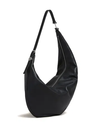 Marni Dot Medium Hobo Bag In Black Leather In Black