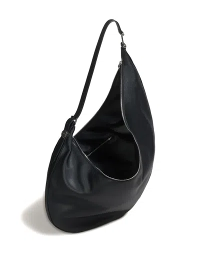 Marni Dot Medium Hobo Bag In Black Leather In Black