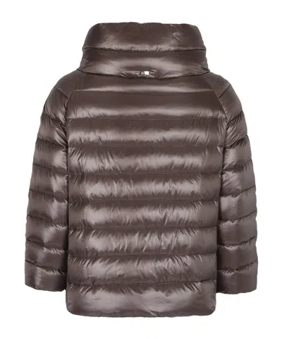 Herno Funnel-neck Down Jacket In Brown