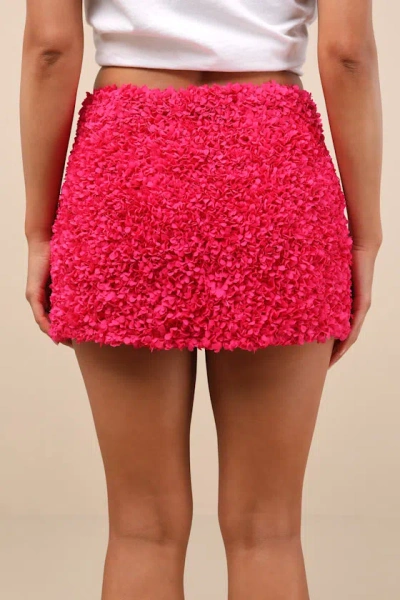 Lulus Calantha Magenta 3d Floral Micro Mini Skirt In Multi