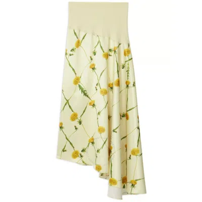 Burberry Dandelion-print Asymmetric Skirt In Yellow