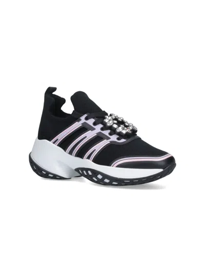 Roger Vivier Chunky Sole Mesh Low Top Sneakers In Black