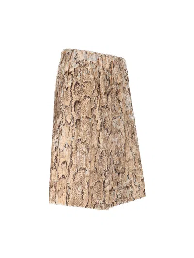 Dries Van Noten Straight Animal Print Sequin Embellished Shorts In Gold