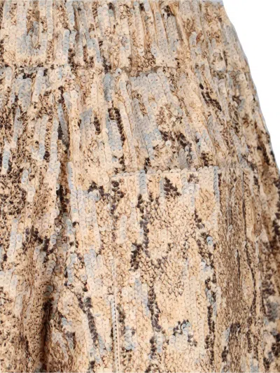 Dries Van Noten Straight Animal Print Sequin Embellished Shorts In Gold