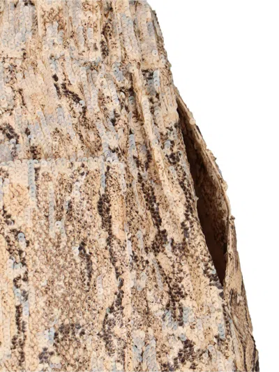 Dries Van Noten Straight Animal Print Sequin Embellished Shorts In Gold