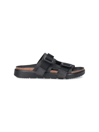 Birkenstock Heeled Sandals With Flat Sole And Open Toe In Black