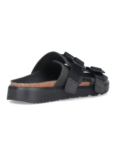 Birkenstock Heeled Sandals With Flat Sole And Open Toe In Black