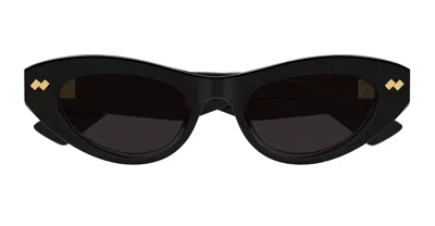 Bottega Veneta Black Bold Ribbon Stud Cat Eye Sunglasses
