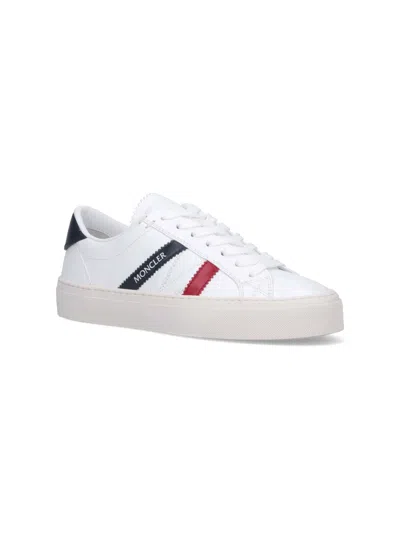 Moncler Petit Monaco Leather Sneakers In White