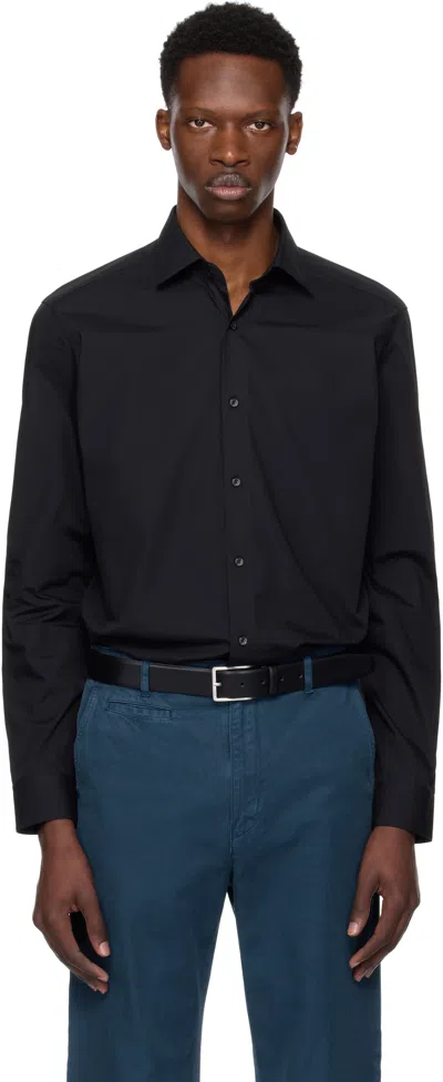 Hugo Boss Slim-fit Shirt In Performance-stretch Cotton-blend Jersey In Black