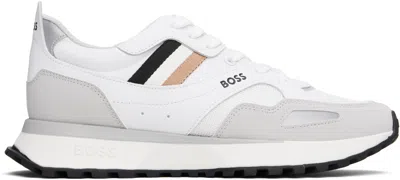 Hugo Boss White Runner Style Hybrid Sneakers With Eva Rubber Sole