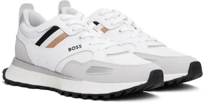 Hugo Boss White Runner Style Hybrid Sneakers With Eva Rubber Sole