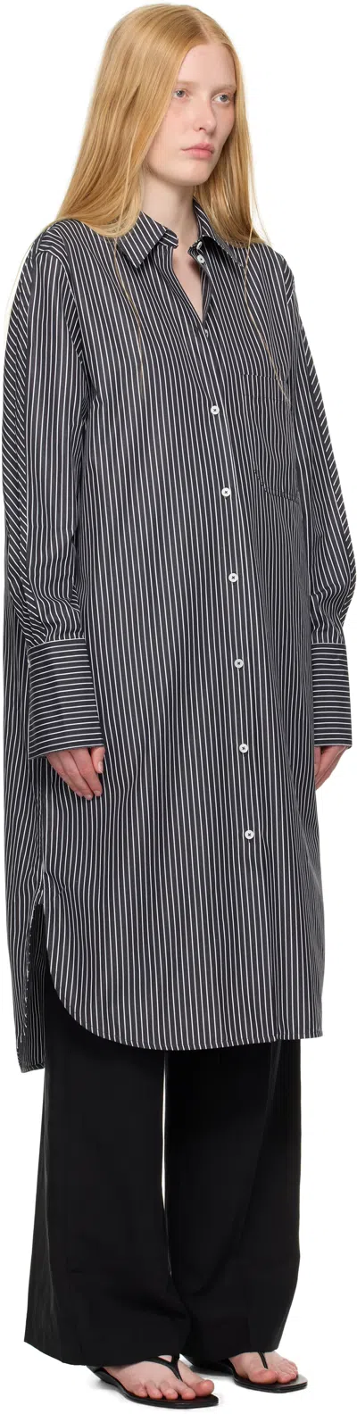 Totême Toteme Women Striped Kimono-sleeve Shirtdress In Gray