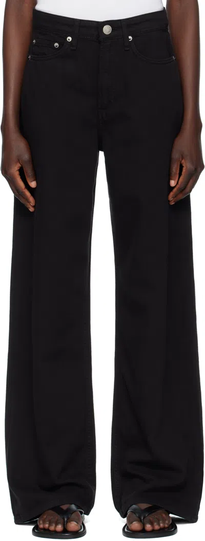 Rag & Bone Featherweight Logan High Rise Wide Leg Jeans In Black In Black