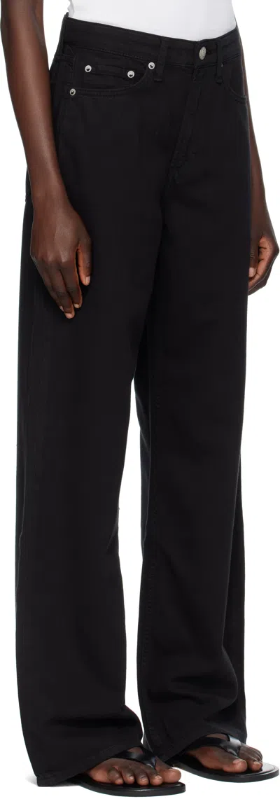 Rag & Bone Featherweight Logan High Rise Wide Leg Jeans In Black In Black