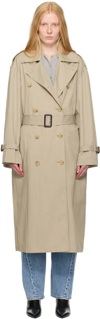 Totême Clay Crisp Cotton Blend Double-breasted Trench Coat In Neutral