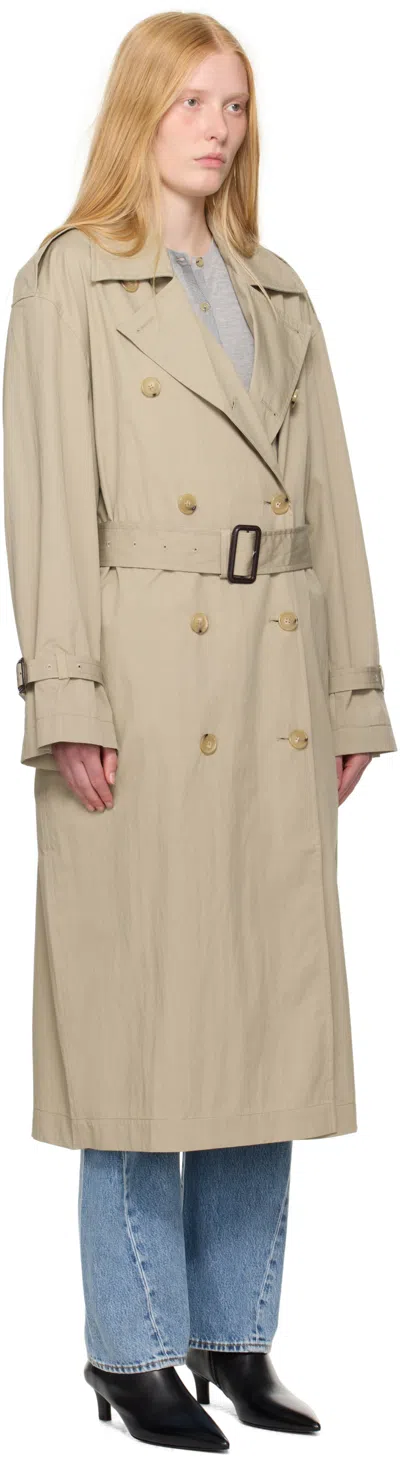 Totême Clay Crisp Cotton Blend Double-breasted Trench Coat In Neutral
