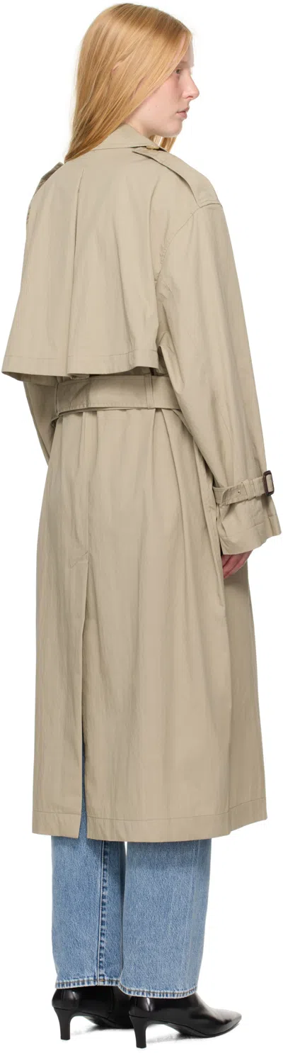 Totême Clay Crisp Cotton Blend Double-breasted Trench Coat In Neutral