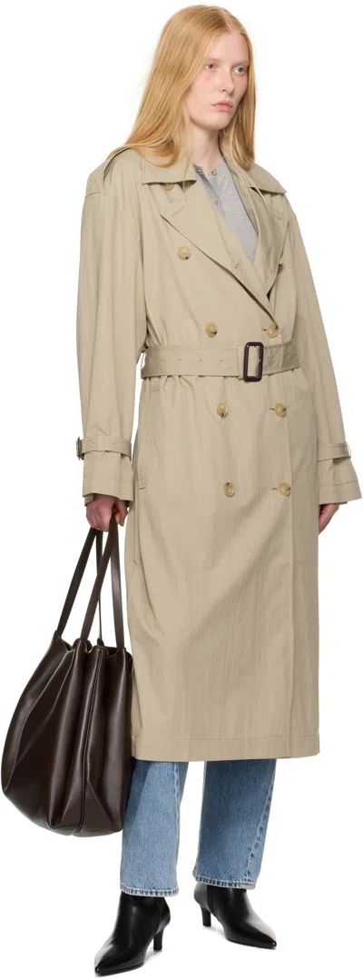 Totême Clay Crisp Cotton Blend Double-breasted Trench Coat In Neutral