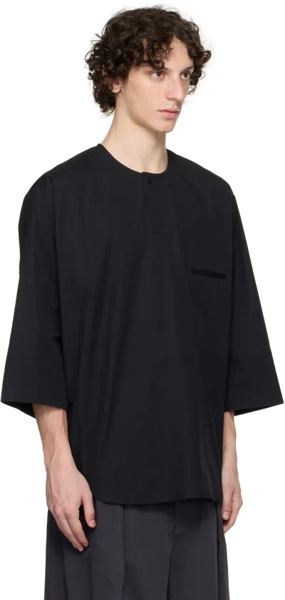 Lemaire Black Short Sleeve Henley