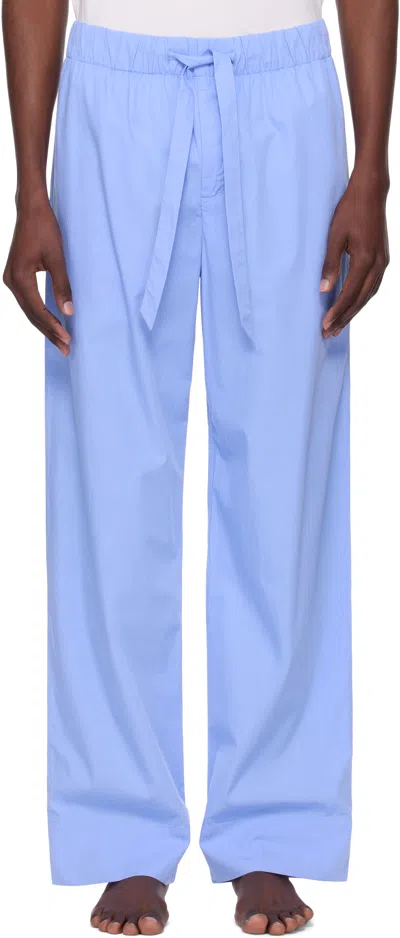 Tekla Organic Cotton Poplin Pajama Pants In Blue