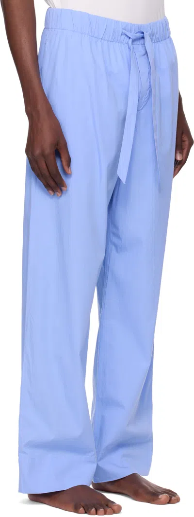 Tekla Organic Cotton Poplin Pajama Pants In Blue