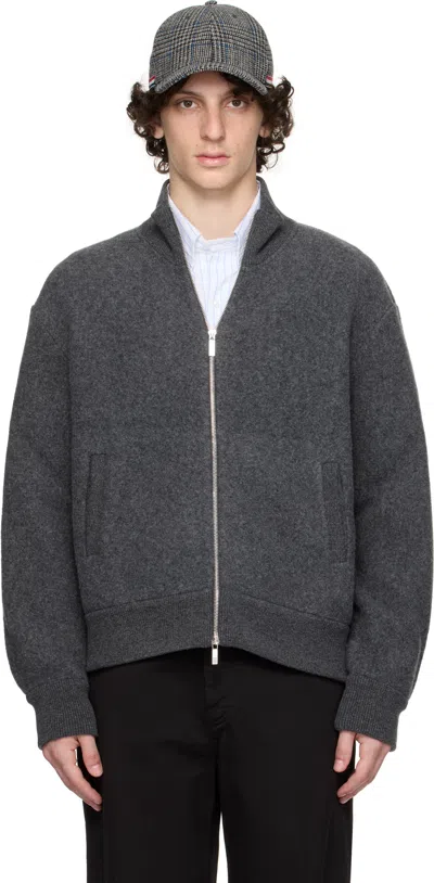 Thom Browne Wool Bomber Jacket With Minimalist Design And Tricolor Detail