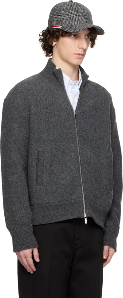 Thom Browne Wool Bomber Jacket With Minimalist Design And Tricolor Detail
