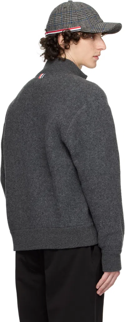 Thom Browne Wool Bomber Jacket With Minimalist Design And Tricolor Detail