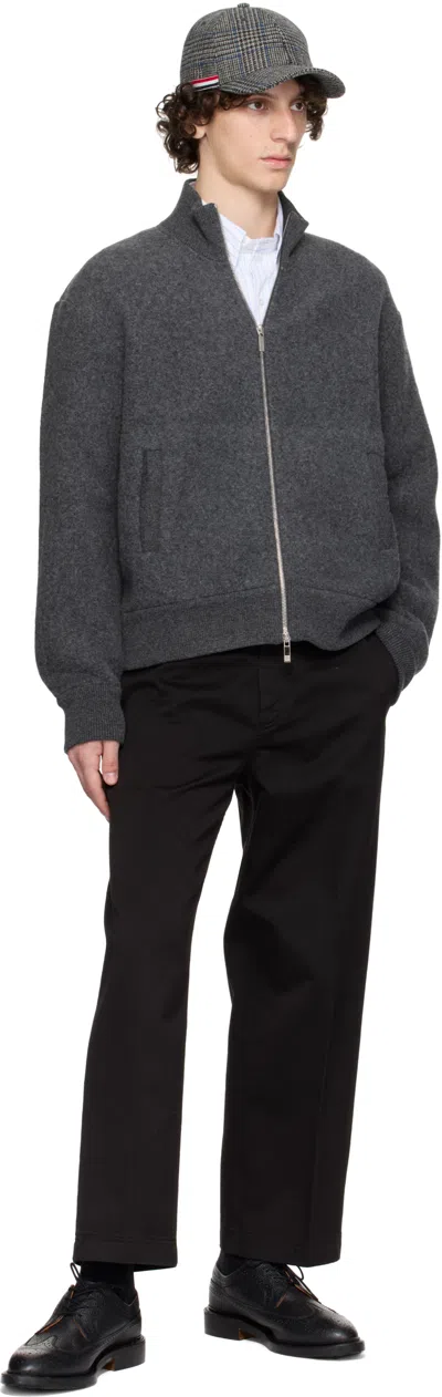 Thom Browne Wool Bomber Jacket With Minimalist Design And Tricolor Detail