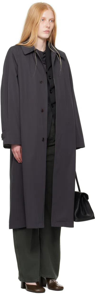 Lemaire Gray Compact Cotton Twill Overcoat In Black