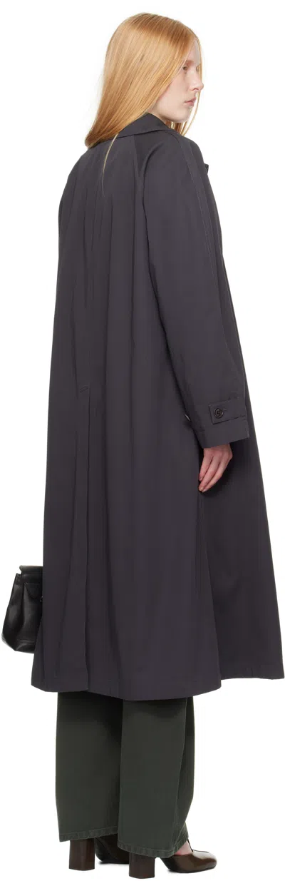 Lemaire Gray Compact Cotton Twill Overcoat In Black