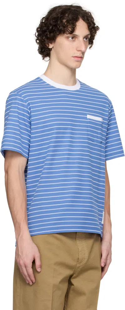 Thom Browne Milano Stripe Short Sleeve Pocket T-shirt In Blue