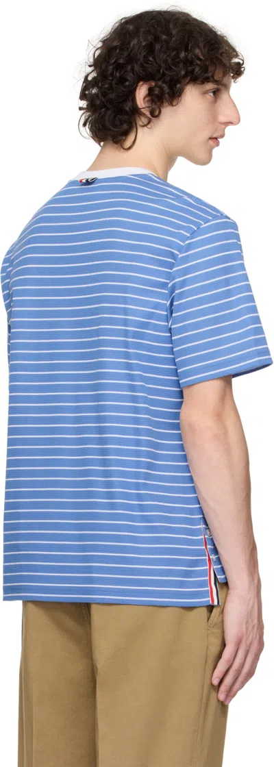 Thom Browne Milano Stripe Short Sleeve Pocket T-shirt In Blue